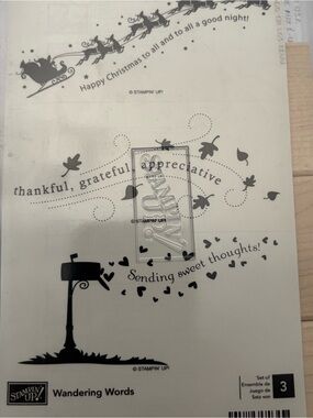 RARE &NEVER BEEN USED -Stampin' Up! Wandering Words Wall Decor Stamp Set - Black